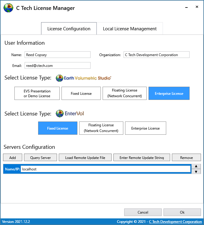 License Configuration tab
