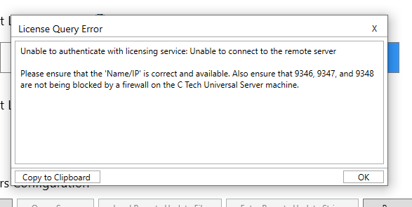 Unable to connect error