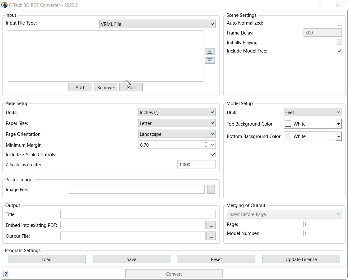 Converter with VRML input selected