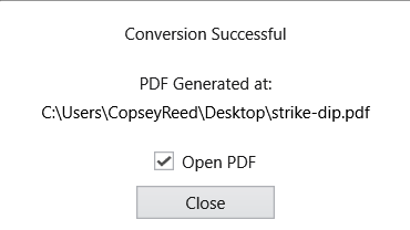 Conversion finished message