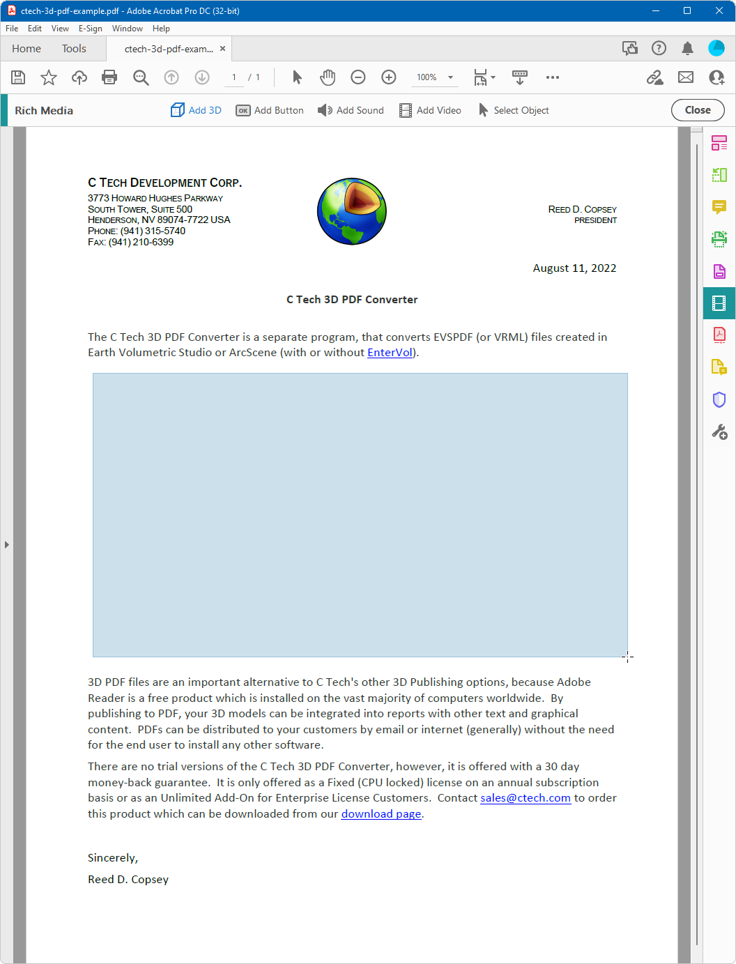Selecting the area for the 3D model placement